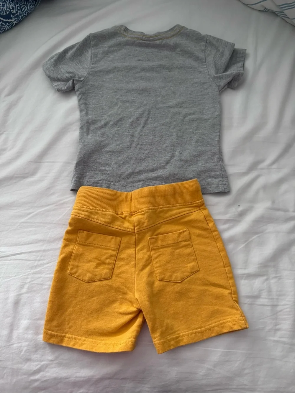 Kids Grey Dino Tee and Yellow Shorts Pajama Set